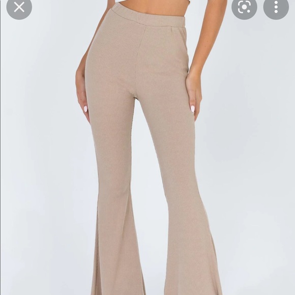 Princess Polly Pants - Princess Polly tan ribbed flare pants